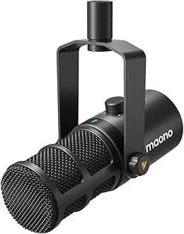 MAONO Dynamic Microphone, USB/XLR Podcast PC Microphone with Software, EQ,Tap-to-Mute, Headphone Jack, Gain Knob & Volume Control, Studio Mic for Broadcast, Recording, Streaming & Gaming (PD400X)