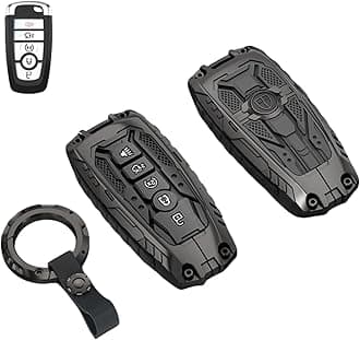 Heavy Key Fob Cover Case Protector for Ford, Keychain, Accessories for Ford Explorer Fusion Escape Edge Expedition F150 F250 F350 F450 F550 Maverick Mustang 3/4/5 Buttons (Model-A Black)