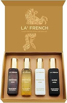 La French Oudh Unisex Eau De Parfum Best Perfume Gift Hamper Set 4 x 20ml for Men & Women | with Adventure Oud, Romance Oud, Al Hisan, Oud Woody | Eau De Perfume Set For Men and Women.