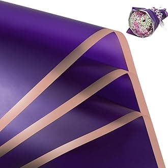 20 Sheets Flower Wrapping Paper - Waterproof Floral Bouquet Wrapping Paper, Florist Supplies Packaging Paper for Wedding Birthday Gift DIY (Deep purple)