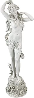 Spring Awakening Classic Woman Garden Statue, 14 inches wide, 40 inches tall, Cast Stone Resin, Antique Stone Finish