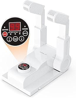FORLIM [Upgraded Temperature Control] Shoe & Boot Dryer for Work Boots with 24-Hour Delay Timer, Portable Glove Dryer, Boot Warmer, Automatic Shut-Off Timer, Folding Design, Smart Panel, White