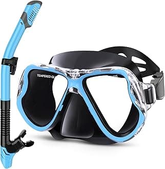 GreateverDry Snorkel Set,Panoramic Wide View,Anti-Fog Scuba Diving Mask,Professional Snorkeling Gear
