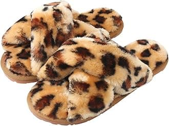 Womens & Girls Slippers Ladies Fluffy Plush House Slippers Cozy Open Toe Faux Fur Sliders for Girls Warm Sandals Indoor Winter
