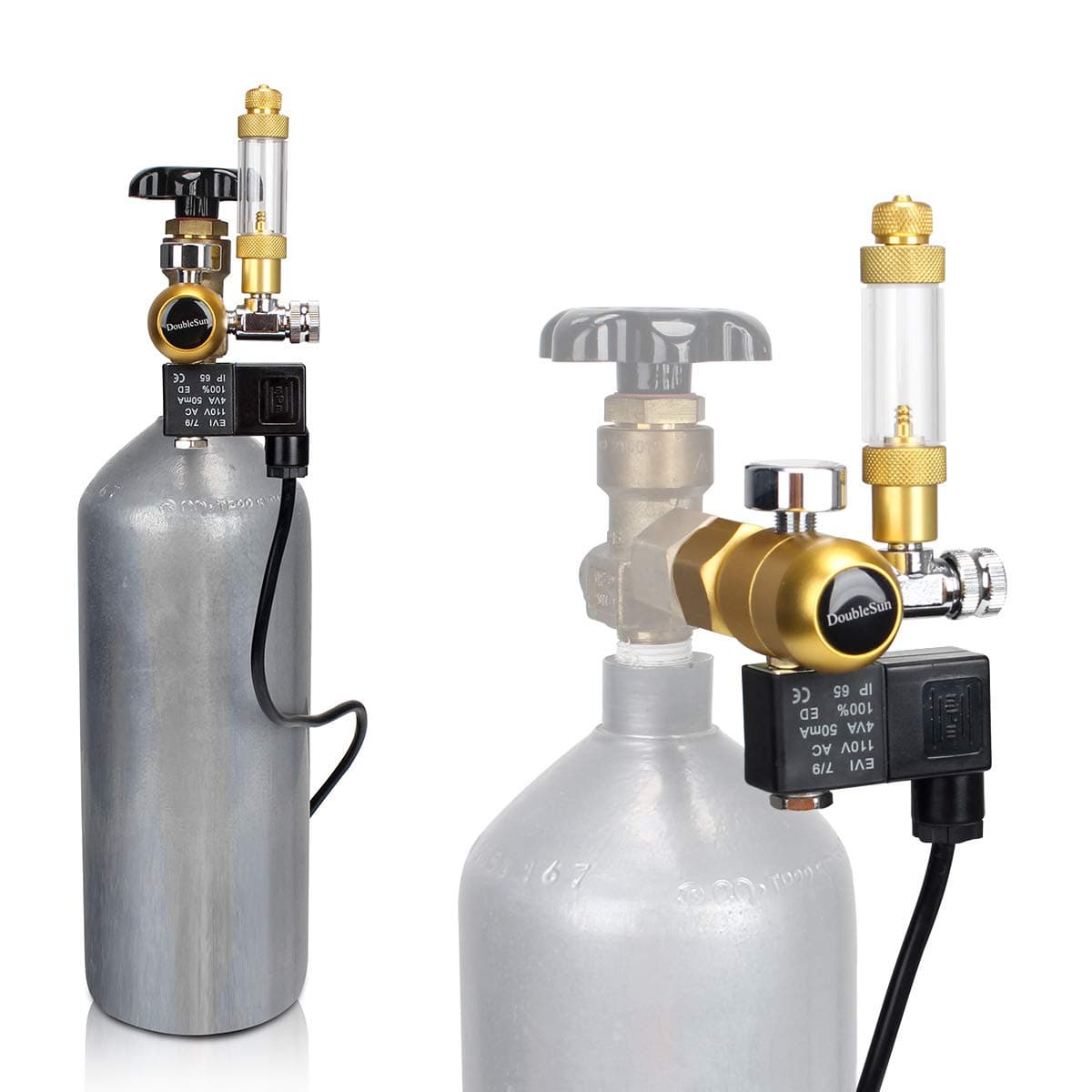 Aquarium CO2 Regulator Mini Gauge Display with Bubble Counter and Check Valve with 110V Solenoid Fits Standard US Tanks