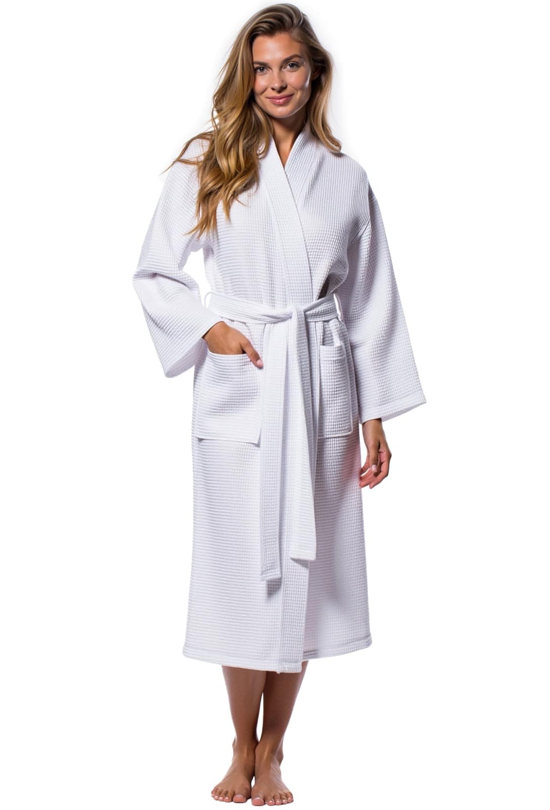 - Lightweight Full-Length Robes For Women Waffle Kimono Bathrobe - Soft, Fast-Drying, Long-Lasting Cotton Blend Unisex