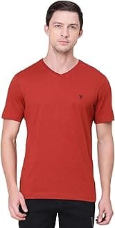 Van Heusen Men Athleisure V-Neck T-Shirt - 100% Combed Cotton - Short Sleeve, Ultra Soft_60035