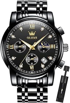 OLEVS Watch for Men Diamond Business Dress Analog Quartz Stainless Steel Waterproof Luminous Date Two Tone Luxury Casual Wrist Watch