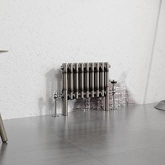 Warmehaus 300x425mm Raw Metal Horizontal Column Radiator Double Traditional Cast Iron Style Bathroom Radiator