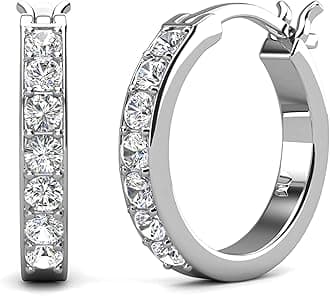Hoop Loop Earrings for Women18K White Gold with Sparkling Element Crystal with Jewellery Box for Women Wife Mother Daughter