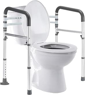 Toilet Safety Rails, Toilet Bars for Elderly and Disabled, Toilet Assist Rails for Seniors, Toilet Bars to Help Get Up, Toilet Safety Rails for Elderly with Handles