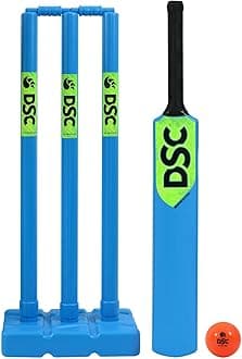 DSC Cricket Set - Ideal for Tennis and Gully/Turf Cricket (1 Plastic Bat, 4 Stumps, 2 Base, 2 Bails, 1 PVC Ball)