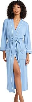 HEARTNICE Womens Cotton Robe, Soft Kimono Spa Knit Long Bathrobe Lightweight Loungewear