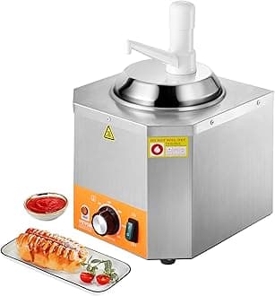 VEVOR Electric Cheese Dispenser with Pump, 2.4L Commercial Hot Fudge Warmer, Plastic Pump Dispenser, 86-230℉ Temp Adjustable Nacho Cheese Sauce Warmer, for Hot Fudge Cheese Caramel