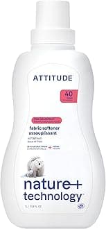 ATTITUDE Liquid Fabric Softener, Plant-Based & Vegan, HE Compatible, Naturally Derived, Pink Grapefruit Scent, 40 Loads, 33.8 Fl Oz