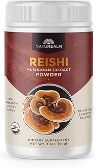 Naturealm Reishi Mushroom Powder Supplement - Organic Reishi Mushroom Extract Powder for Wellness & Cognitive Support - 60-Day Supply with Red Reishi Mushrooms