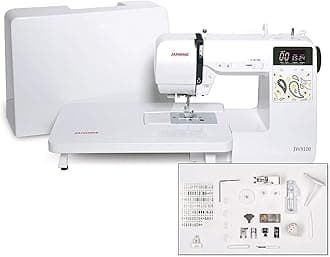 Janome JW8100 Fully-Featured Computerized Sewing Machine with 100 Stitches, 7 Buttonholes, Hard Cover, Extension Table and 22 Accessories