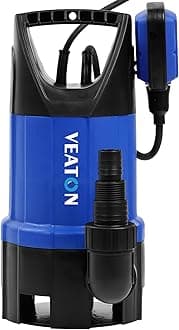 Portable Submersible Pump 750W 13000L/H, Dirty/Clean Water Pump Automatic or Continuous Manual Operation by Float Switch, Water Transfer Drainage Pump for Pond Garden Pool Hot Tub