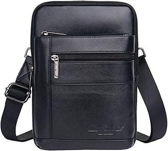 Small Leather Sling Shoulder Bag Messenger Pack for Men Women Outdoor Travel Business