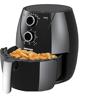 Daewoo 4L Manual Air Fryer – Family Size Oil-Free Air Fryer with 80-200°C Temperature Control, 30-Minute Timer, Energy Efficient, Healthy Cooking, Compact Stylish Kitchen Appliance