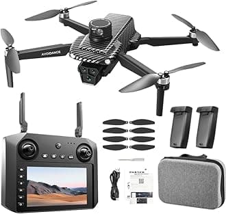 5G HD Dual Camera GPS Drone with 360° Laser Obstacle Avoidance,3,280ft RC Range, Brushless Motor, Optical Flow Positioning, Follow Me, Circle Fly, Return Home, Low Voltage Protection, APP Control, 4.5 Inch Screen, 7.4V 3000mAh 2 Batteries (30 Min Flight), ABS Durable, 4GB SD Card, Carry Case, 8 Propellers, Type-C Charging Cable, Beginner-Friendly FPV RC Quadcopter