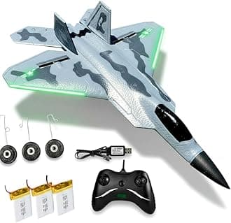 Akargol Rc Plane Jet Extra 3 Battery, Remote Control Airplane 2025 Christmast Gift- New Planes Model Led Light Aircraft Fighter Army Toy with Easy to Flying Toys for Boys and Girls