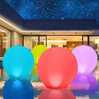 Floating Pool Lights Solar Powered, 14 inch Pool Lights that Float, Inflatable Waterproof Led Balls, Solar Floating Light for Outdoor Swimming Pond Garden Lawn Party Decor (4 Pack)