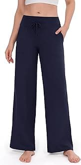 ZOOSIXX Capri Pants for Women - Wide Leg Loose Casual Trousers with Pockets Summer High Waisted Drawstring Pants