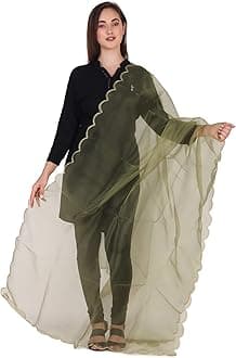 Traditions BazaarWomen's Organza Fabric Cut-Work Border Dupatta