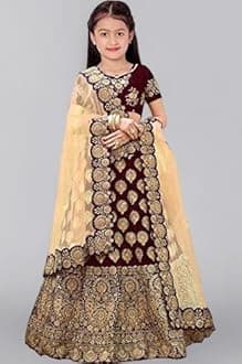 Girl's Satin KD Designer Heavy Work Semi-stitched Lehenga Choli Indian Etheric Wear, 2-16 Years
