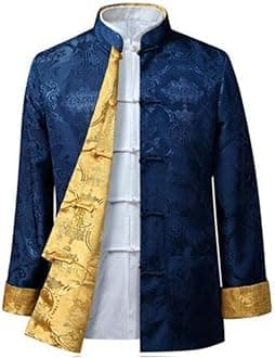 REDBMX Tang Suit Chinese Shirt Style Jacket Collar Traditional Chinese Clothing for Men Silk Kungfu Cheongsam Top Hanfu Men Both Sides