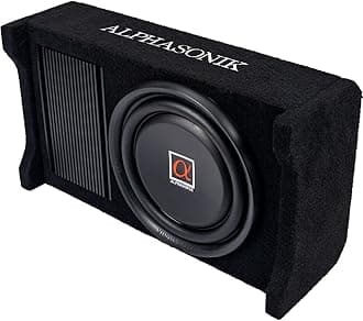 Alphasonik AS80A 8" 600 Watts with a Built-in Amplifier Down Fire Shallow Mount Enclosed for Tight Spaces in Cars and Trucks, Slim Thin Loaded Subwoofer Air Tight Sealed Bass Enclosure