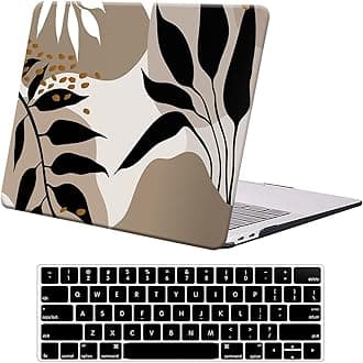 KEROM Compatible with MacBook Pro 13 inch Case 2022-2016 Release M2 M1 A2338 A2289 A2251 A2159 A1989 A1706 with Touch Bar, Plastic Hard Shell Case & Keyboard Cover, Tropical Leaf