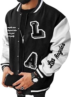 SOLY HUX Men's Varsity Jacket Letterman Bomber Jackets Color Block Long Sleeve Baseball Lightweight Coat