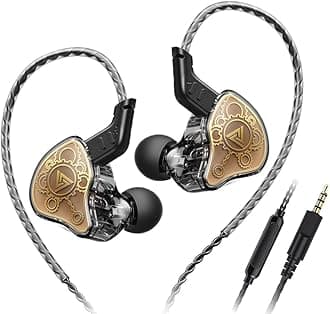 Wired Gaming Earbuds, QKZ Hi7T in Ear Monitor Headphones, Wired Earbuds Stereo Bass, HiFi IEM Earphone, Without Detachable Cables (Black)