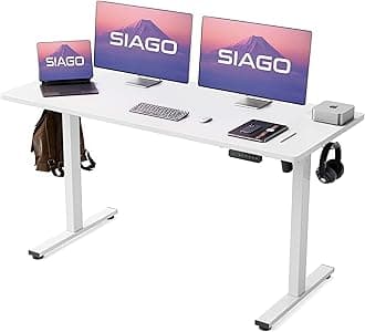 SIAGOElectric Standing Desk Adjustable - 55 x 24 Inch Sit Stand up Desk with Cable Management - 3 Memory Preset Adjustable Height Table