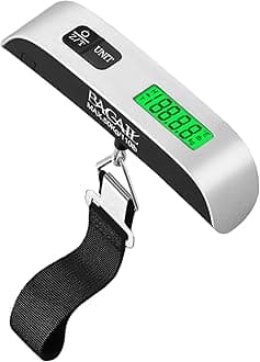 Digital Luggage Scale, 110lbs Hanging Baggage Scale with Backlit LCD Display, Portable Suitcase Weighing Scale, Travel Luggage Weight Scale with Hook, Strong Straps for Travelers