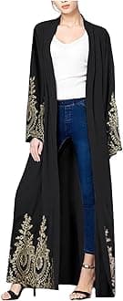Embroidered Women Open Abaya Muslim Dress Islamic Cardigan Dubai Kaftan Robe