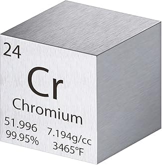 ShimeyaoTungsten Cube Metal Density Cubes Pure Metal High Density Element Cube for Element Collections Lab Experiment Material Hobbies Heavy Small Objects Experience (Chromium, 1 Inch)