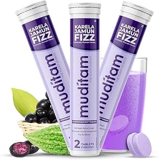 Muditam Ayurveda Karela Jamun Fizz-60 Tablets | Ideal For 30 Days (Karela Jamun Juice) | Helps in High Sugar Condition | Promotes Healthy Glucose Levels | Boosts Digestive Health