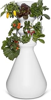 Farmstand Starter Kit + 18 Seedling Credits | Small Hydroponic Growing System Kit | Self-Watering Outdoor Vertical Garden Planter Tower | 4ft 3in | Made in USA