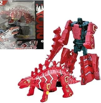 De-Lite 2025 Action Figures Soft Touch Vinyl Plastic Collectible Model Toys… (Big Convertible Robotic Building DIY Robot Stegosaurus Dinosaur Interactive Playset, 20CM)