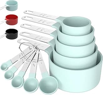 TILUCK Measuring Cups & Spoons Set, Stackable Cups and Spoons, Nesting Measure Cups with Stainless Steel Handle, Kitchen Gadgets for Cooking & Baking (5+5, green)