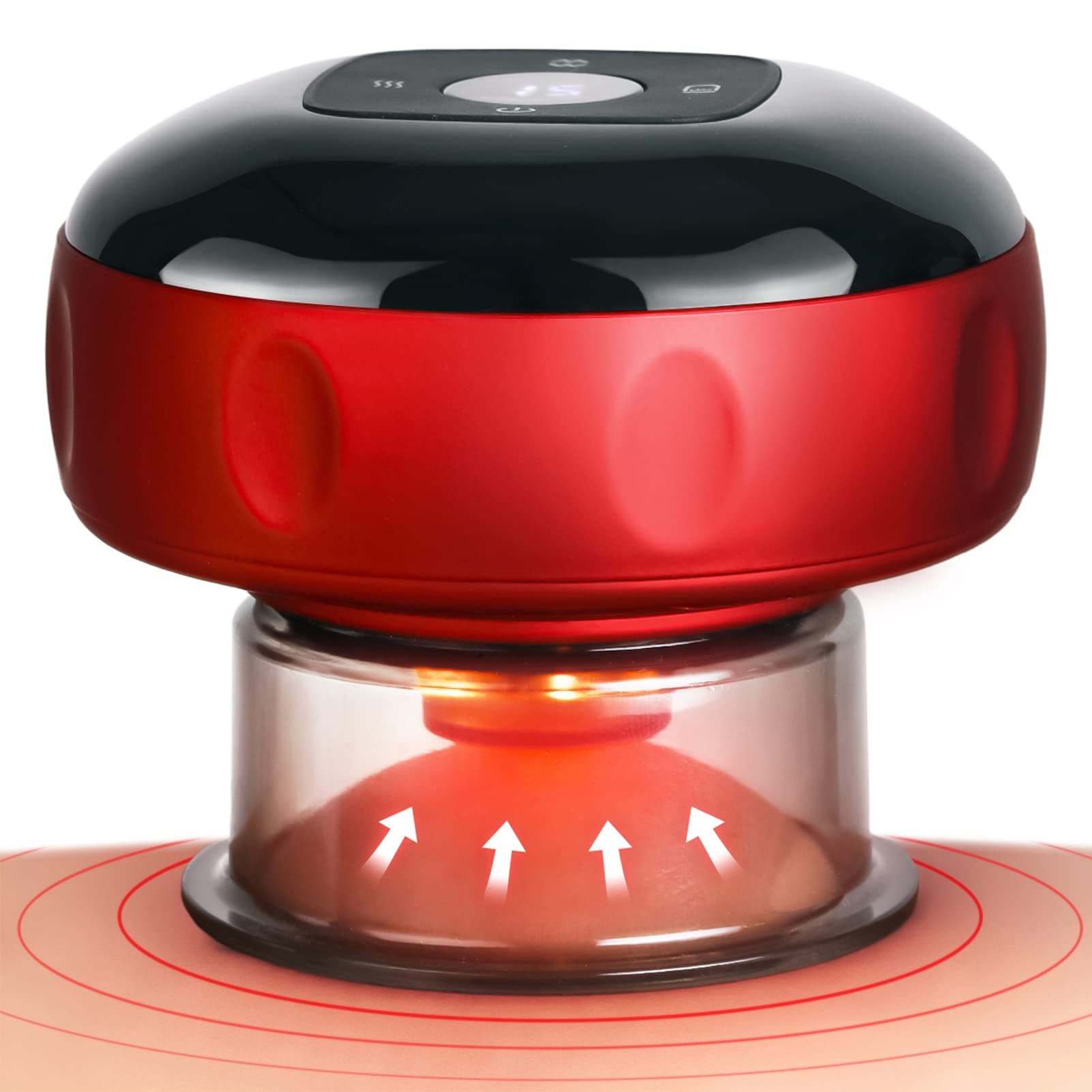 5-in-1 Smart Dynamic Cupping Therapy Set with 20-Level Heat & Suction, Cupping Kit for Massage Therapy, Electric Cupping Device with Red Light for Back Pain, Knots, Soreness Relief (Red)