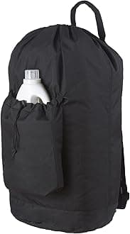 Laundry Backpack Bag, Dirty Clothes Travel Laundry Bag with Shoulder Straps for College Dorm Room (Black)