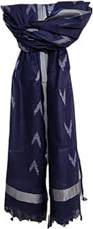 Zafreen HandloomWomen's Bhagalpuri Linen Cotton Blend Handloom Ikkat Dupatta with Zari Design, 2.25 Metres