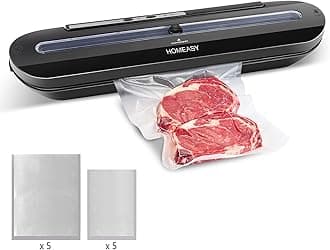Vacuum Sealer, Automatic Food Sealer Machine One-Touch Sealing/Vacuum for Dry Food Fresh Preservation with 10Pcs BPA-Free Seal Bags (Black)