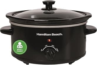 Hamilton Beach 3.5L Comfort Cook Slow Cooker, 160W Energy-Efficient Design, Removable Oven-Safe Ceramic Bowl, 3 Heat Settings, Compact for 2-4 People, Easy Clean, Black - HBSC040B
