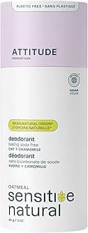 Baking Soda Free Deodorant for Sensitive Skin Enriched with Oatmeal and Chamomile, EWG Verified, Aluminum Free, Plastic-Free, 3 Ounces
