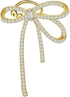 Vercret Gold Cuff Earrings for Women - Cartilage Ear Cuff with Bow Knot No Piercing CZ Ear Clip Wrap Around Earrings
